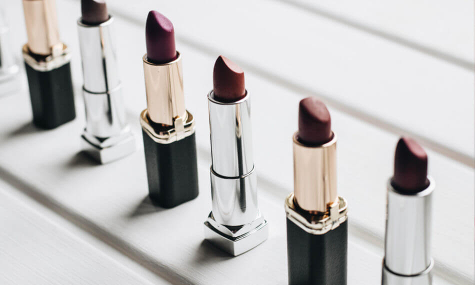 A row of lipsticks
