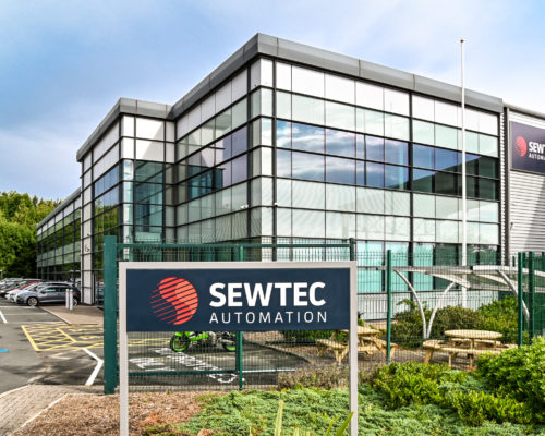 Sewtec building and logo