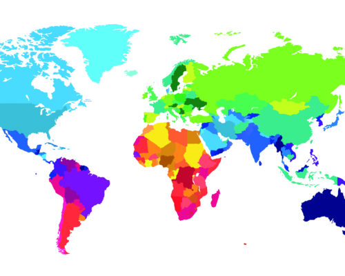 A map of the world that is colour coded